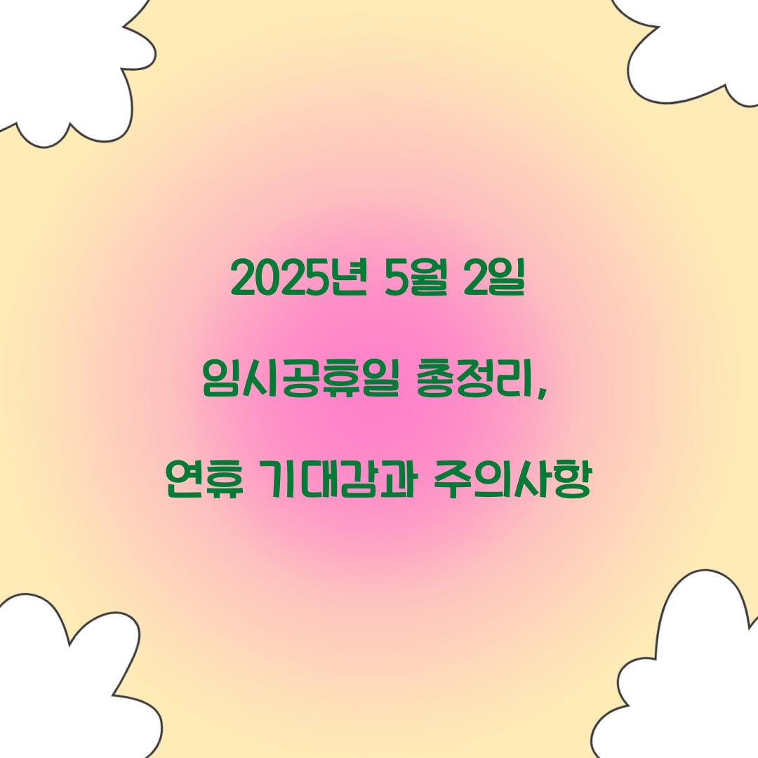 2025년 5월 2일 임시공휴일 총정리