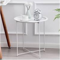 마벨인홈 북유럽 사이드 스틸 원형 테이블, 화이트