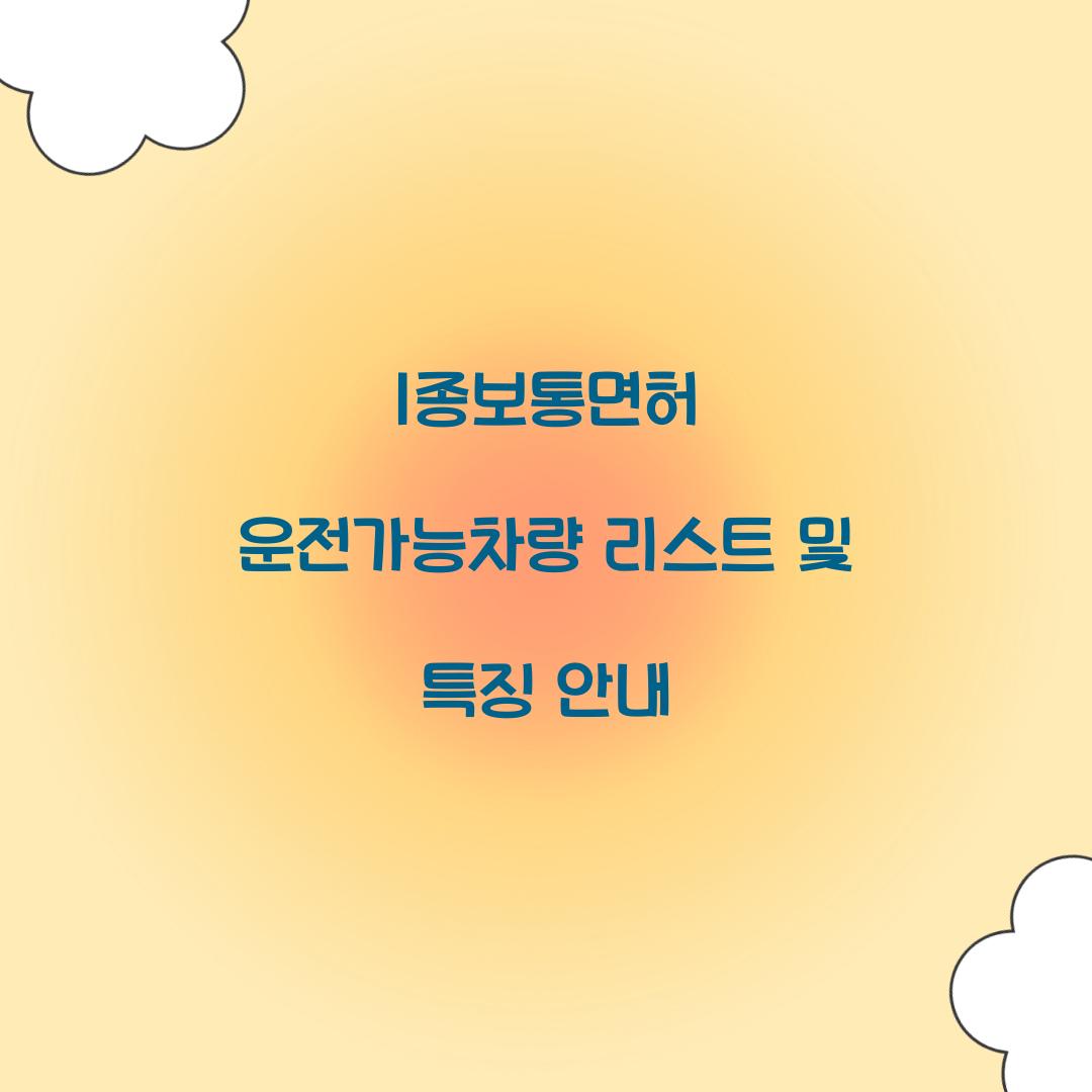 1종보통면허 운전가능차량 리스트