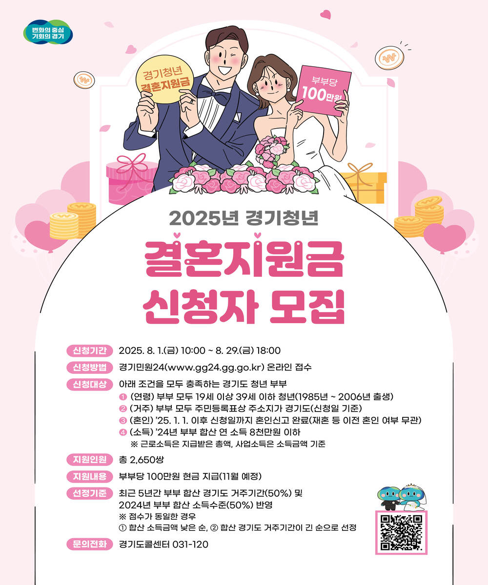 2025년 경기청년 결혼지원금 관련이미지