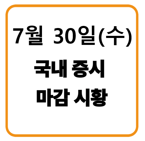 7월 30일 국내증시 마감시황