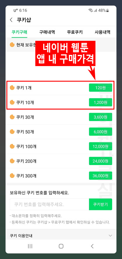 네이버 쿠키 가격