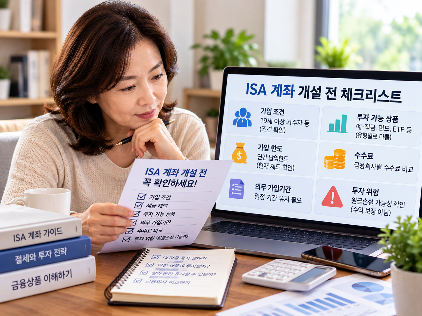 ISA 계좌를 개설하기 전 조건과 주의사항을 확인하는 모습의 이미지