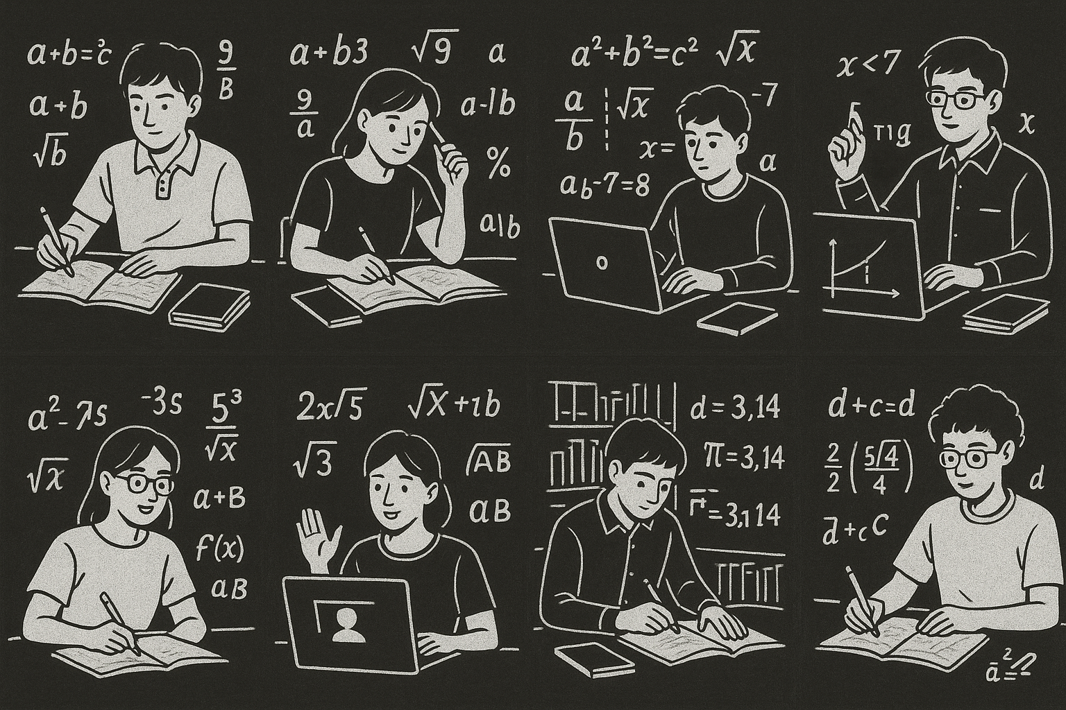 수학공부에 몰입하는 장면