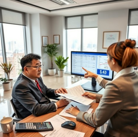 은행에서 전세자금대출 상담을 하는 남성