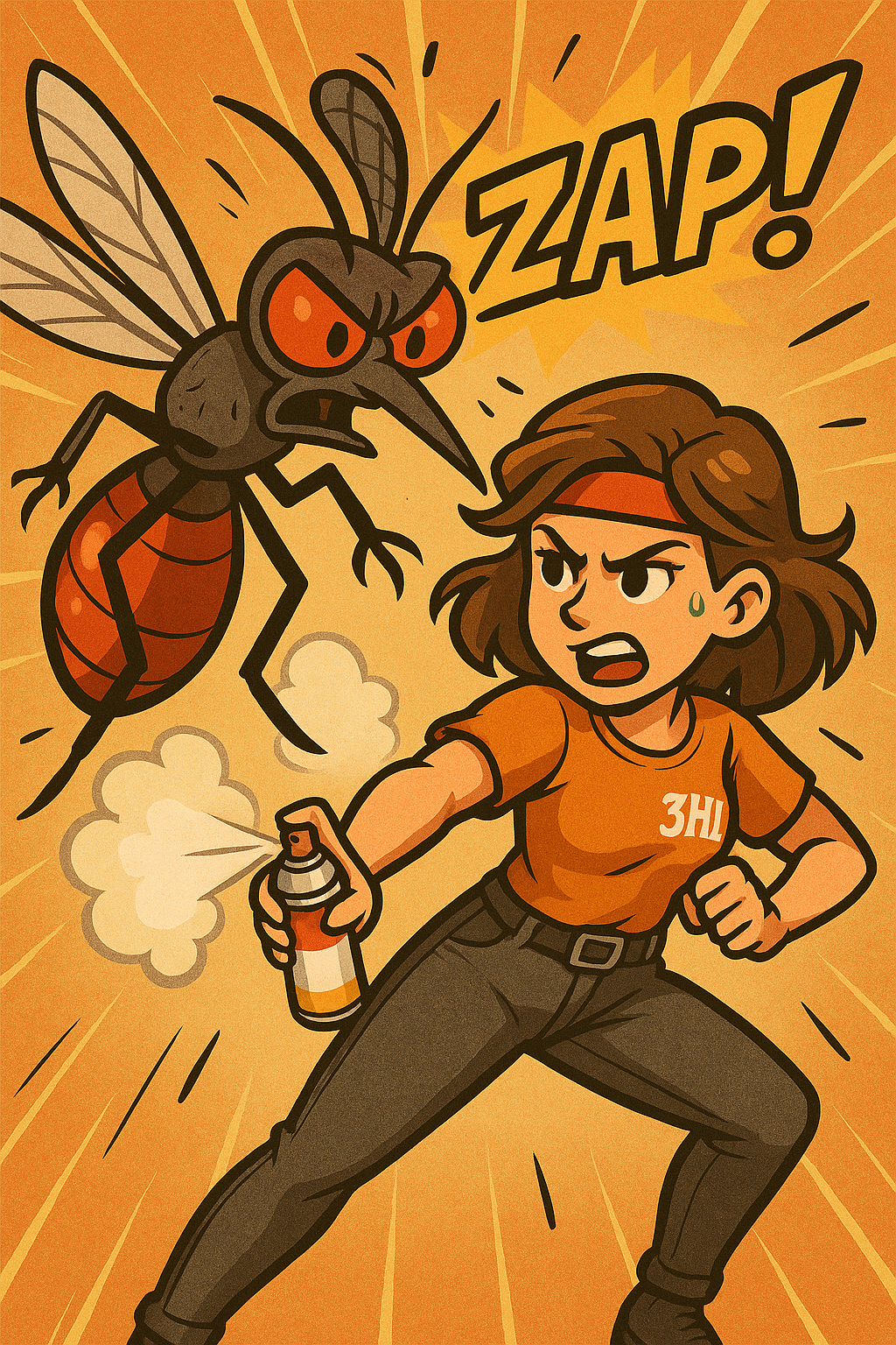 모기와 싸우는 여자