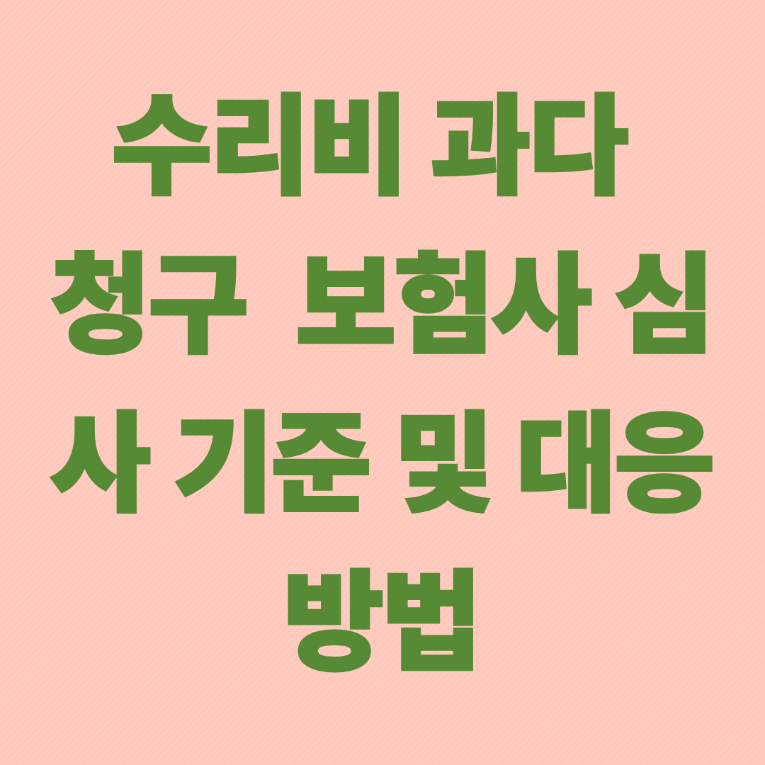 수리비 과다 청구 시 보험사 심사 기준 및 대응 방법