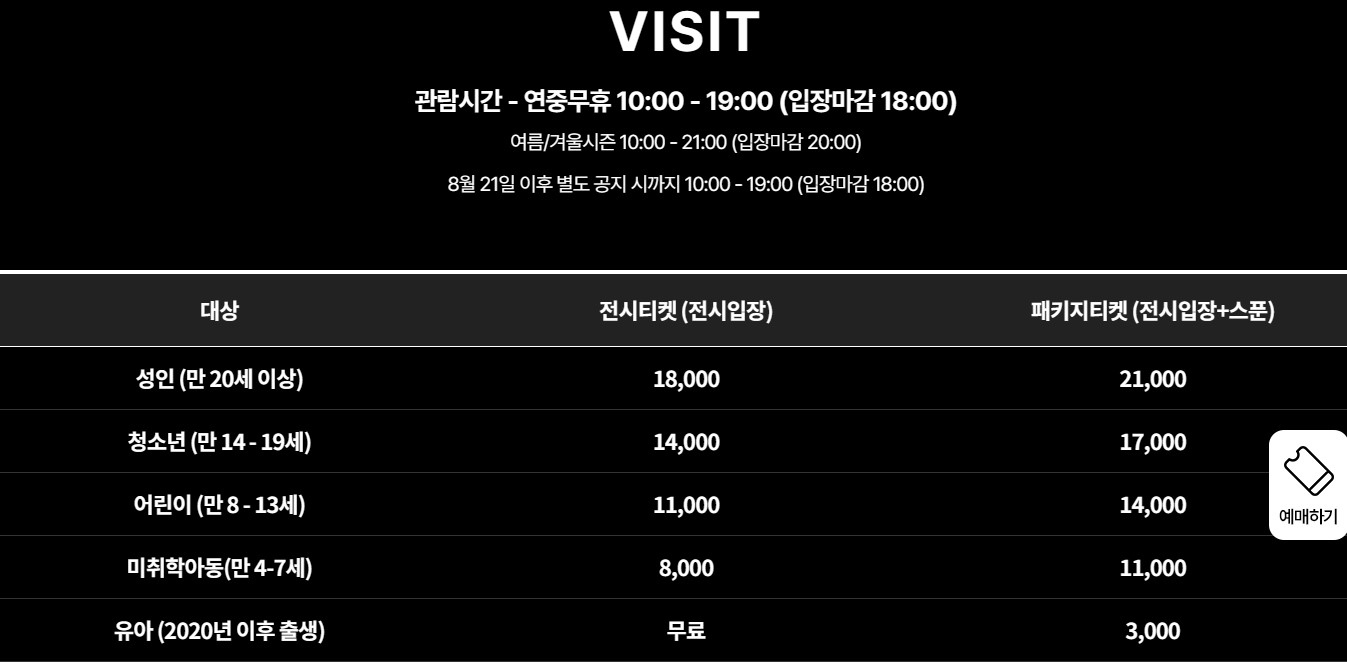 뮤지엄 딥다이브 입장료