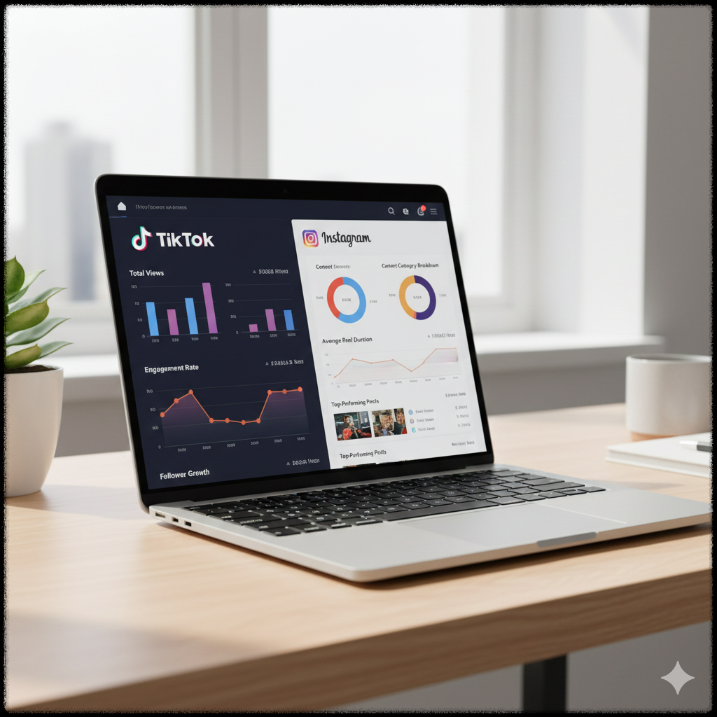 TikTok과 Instagram Reels의 숏폼 영상 소비 패턴을 분석하는 모습