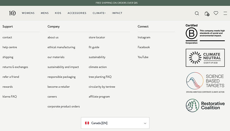 Tentree 웹사이트