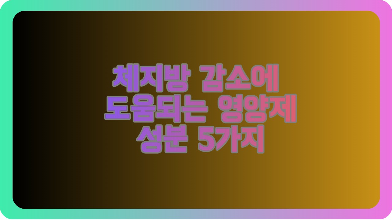 체지방 감소에 도움되는 영양제 성분 5가지