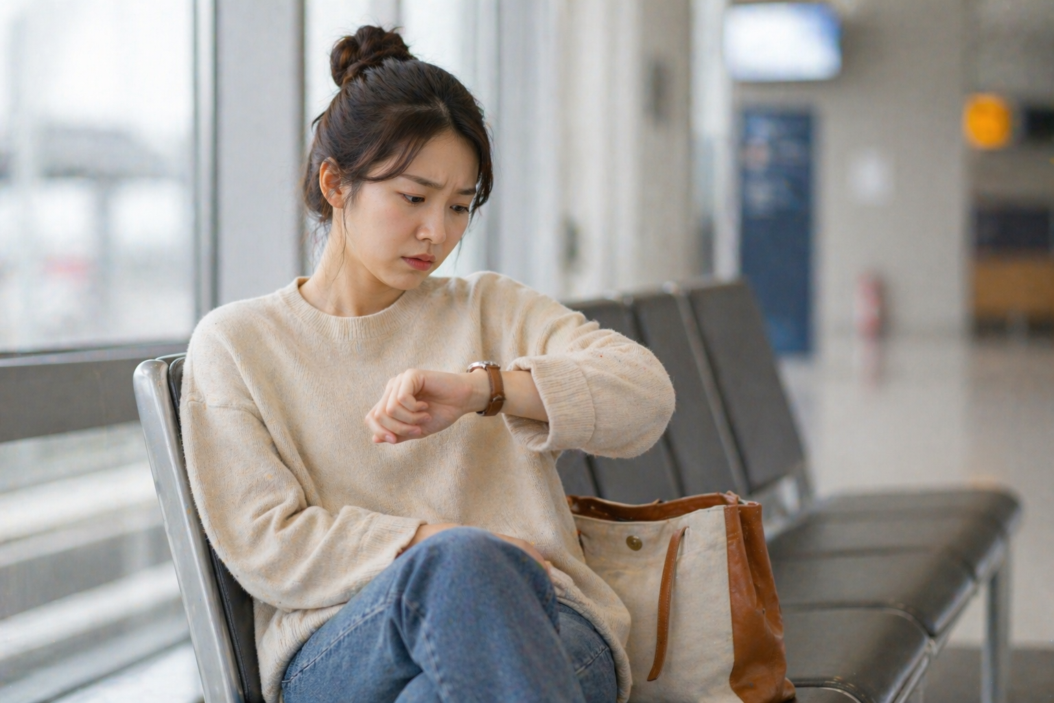 근로장려금 지급 지연으로 시간을 확인하며 기다리는 모습