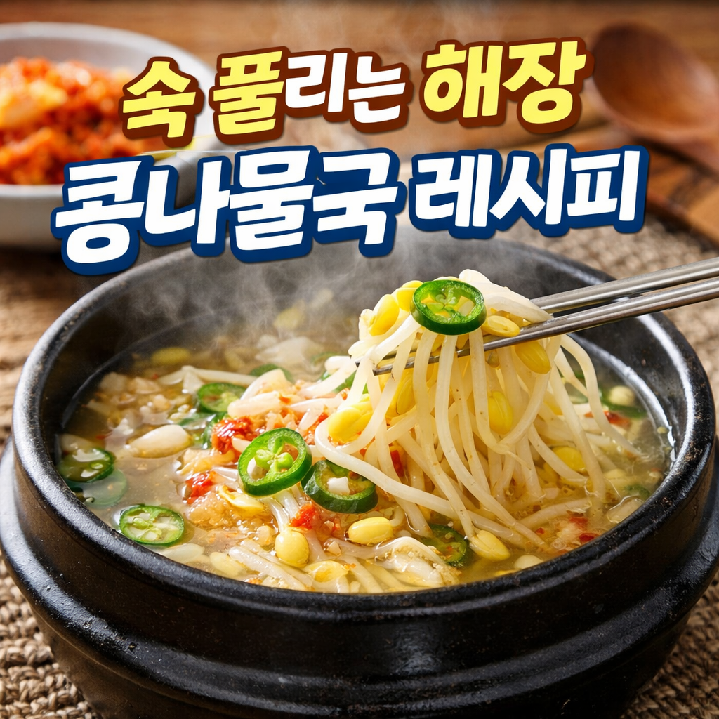 국물이 탁하지 않고 맑으며 콩나물의 아삭한 식감이 살아있는 속 풀리는 해장 콩나물국 완성 컷