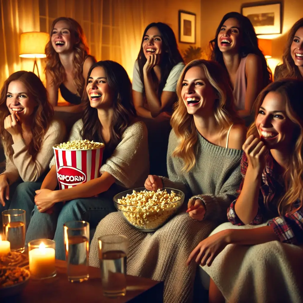 영화보고 즐거워하는 30대 여성들