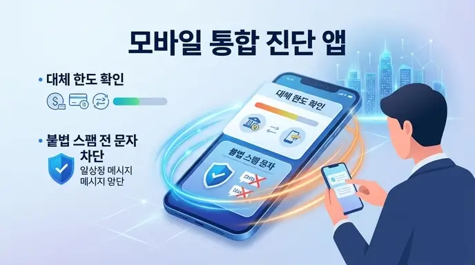 모바일 통합 진단 앱 대체 한도 확인 및 불법 스팸 문자 스미싱 차단