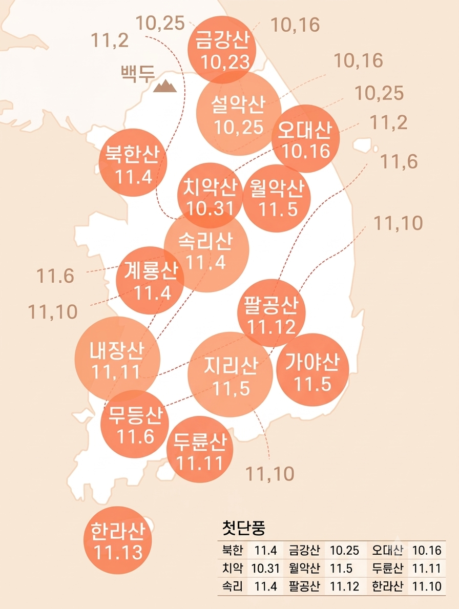 대전 충청도 절정시기 단풍 명소