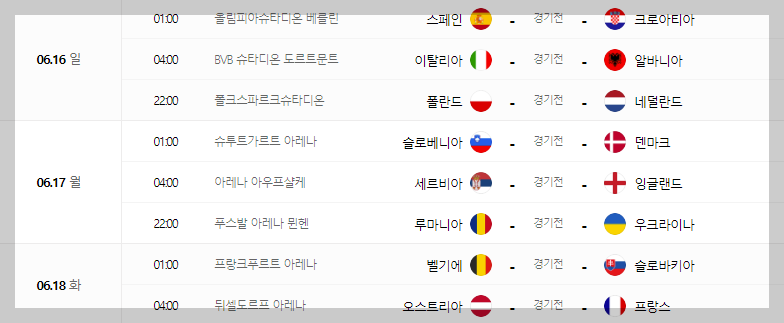 유로 2024 일정