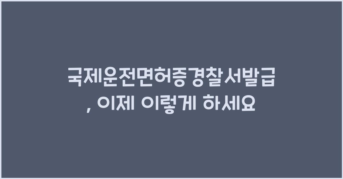 국제운전면허증경찰서발급