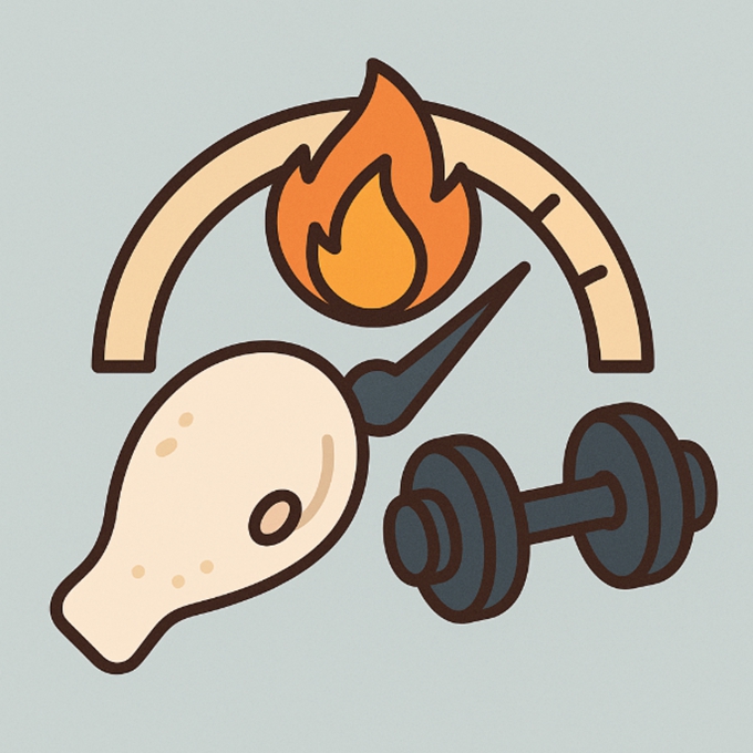 단백질 섭취와 기초대사량 상승을 시각적으로 표현한 인포그래픽 스타일 일러스트