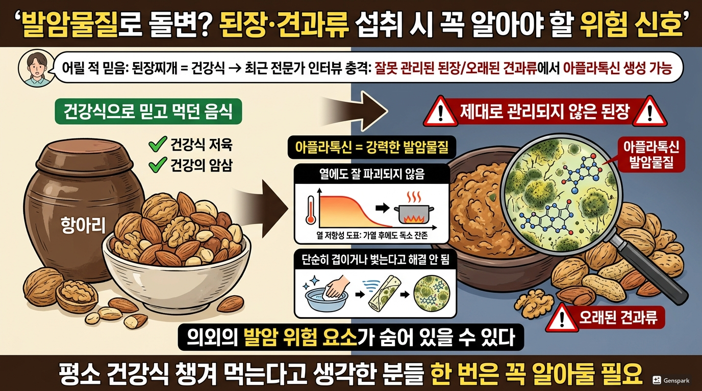 발암물질로 돌변?&rdquo; 된장&middot;견과류 섭취 시 꼭 알아야 할 위험 신호
