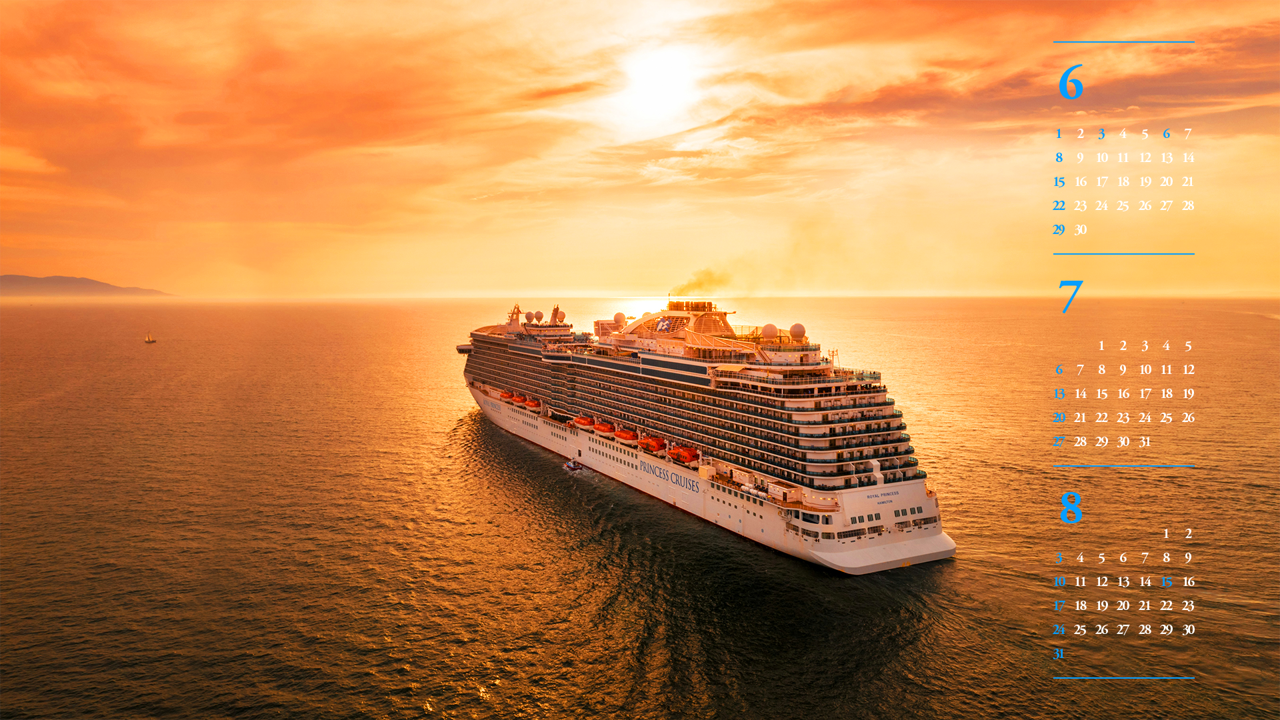 12 유람선과 석양 B - 2025년7월 노트북배경화면