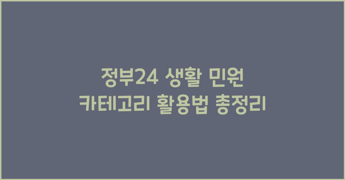 정부24 생활 민원 카테고리 활용