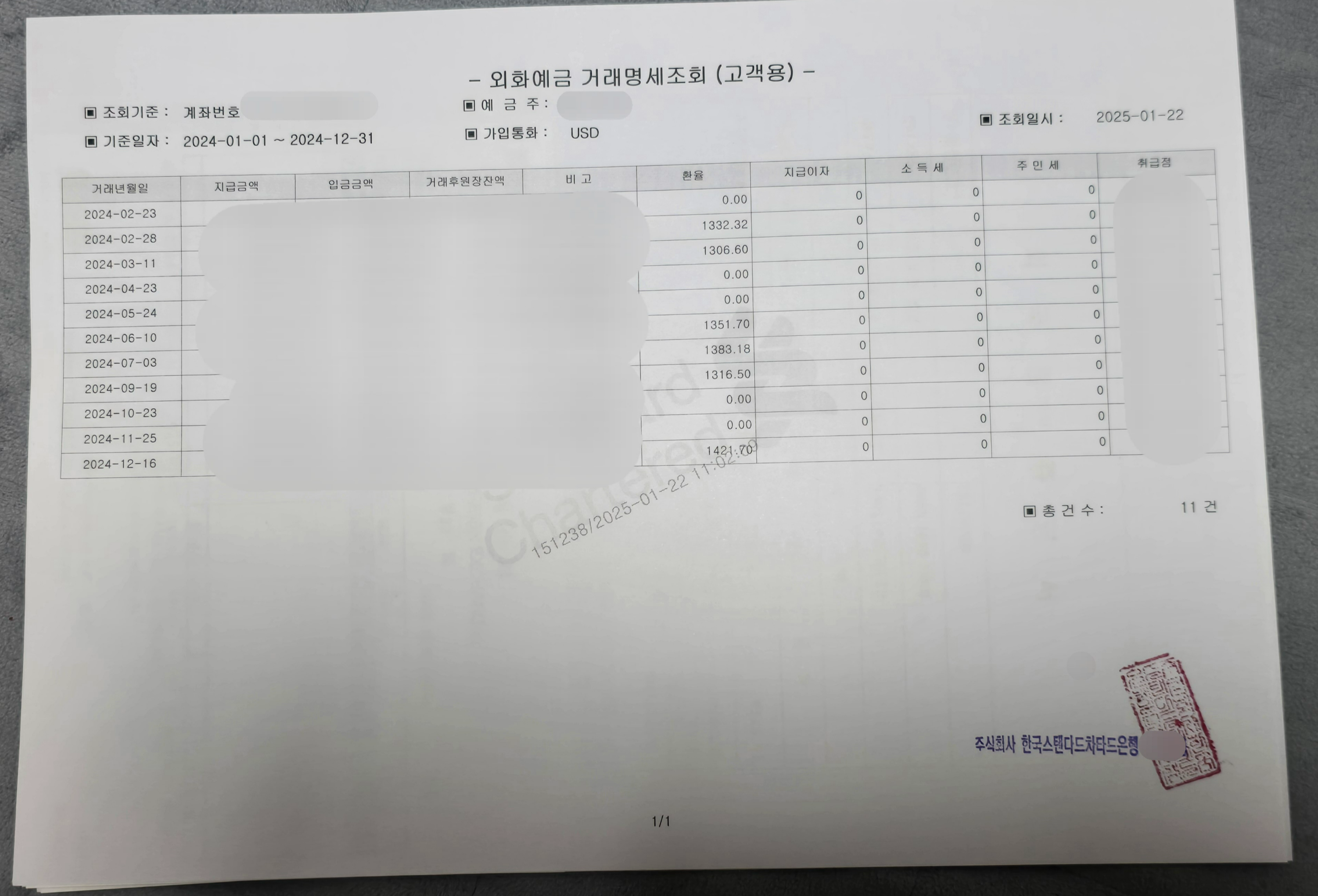 제일은행 외국환매입증명서