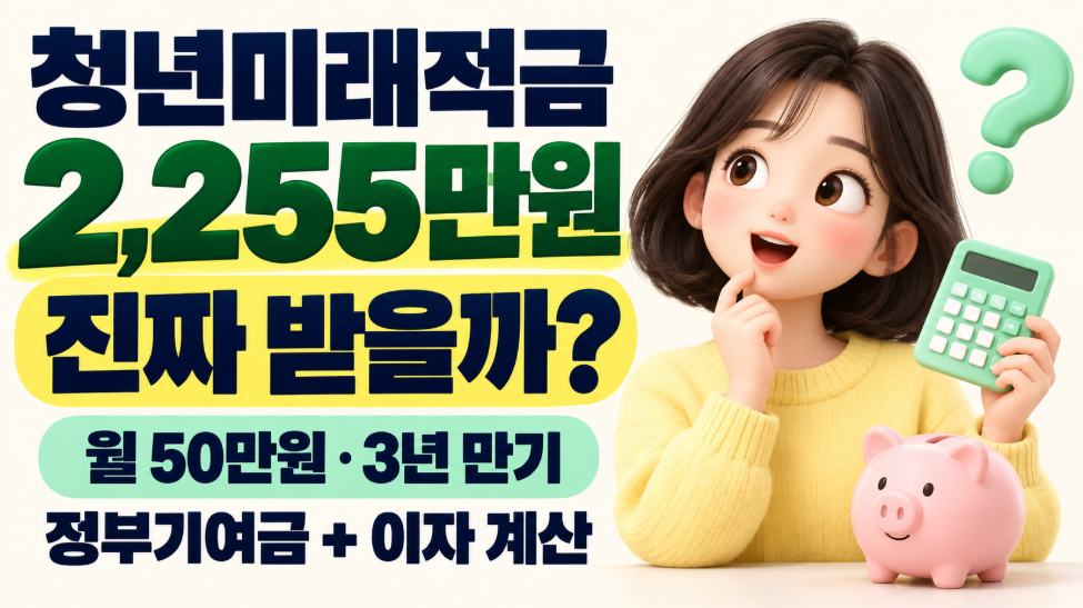 청년미래적금 2,255만원 진짜 받을까?｜월 50만원&middot;3년 만기&middot;정부기여금&middot;이자 계산