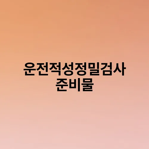 운전적성정밀검사 준비물