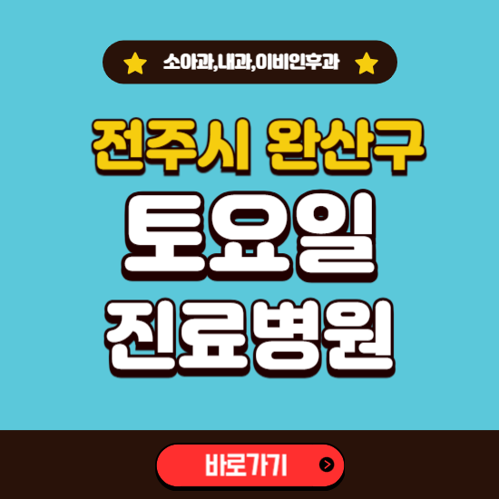 전주시 완산구 토요일 진료 병원 찾기 ❘ 주말 문여는 소아과, 내과, 이비인후과 리스트