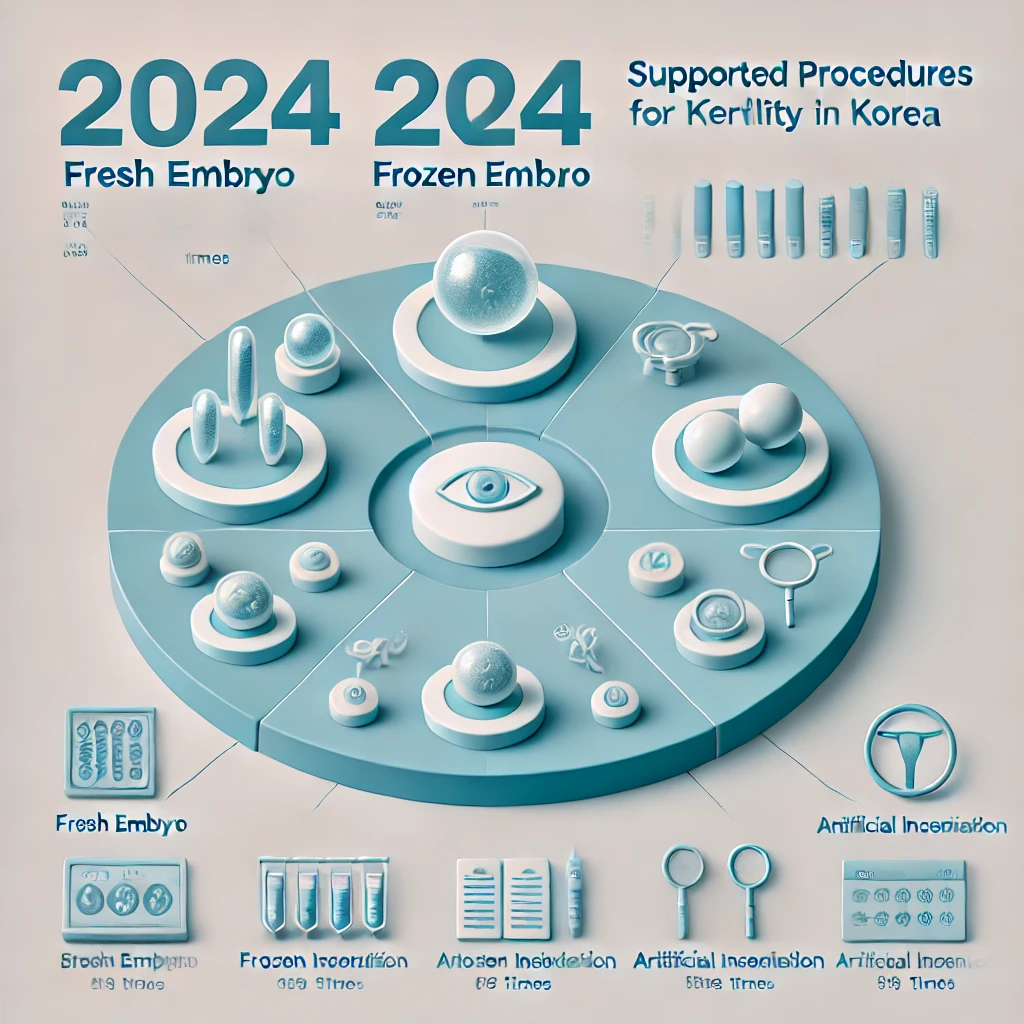 2024 난임 시술 종류와 지원 횟수 비교표 &ndash; 신선배아 20회, 동결배아 10회, 인공수정 5회 지원