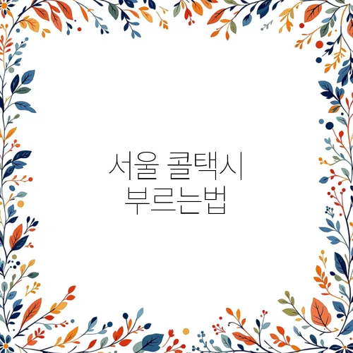 서울 콜택시 부르는법