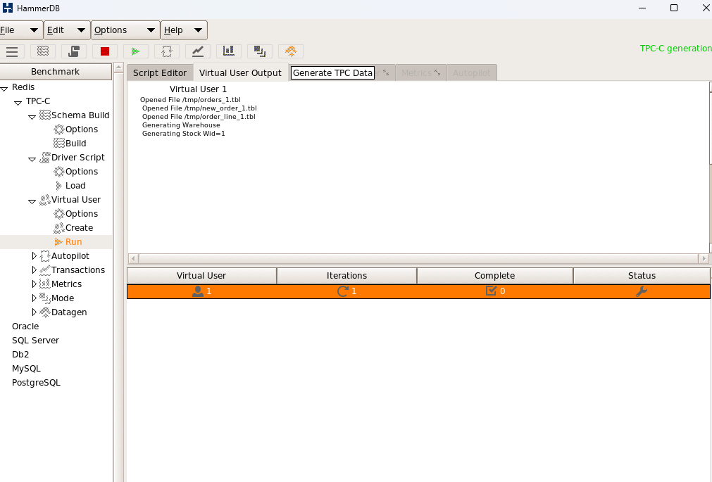 Generate TPC Data 버튼