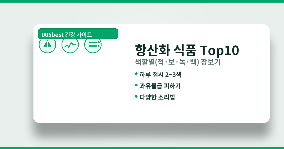 항산화 식품 색깔별 Top10(적·주·보·녹·백) + 과유불급