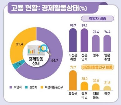 국내 체류 외국인 고용 현황.