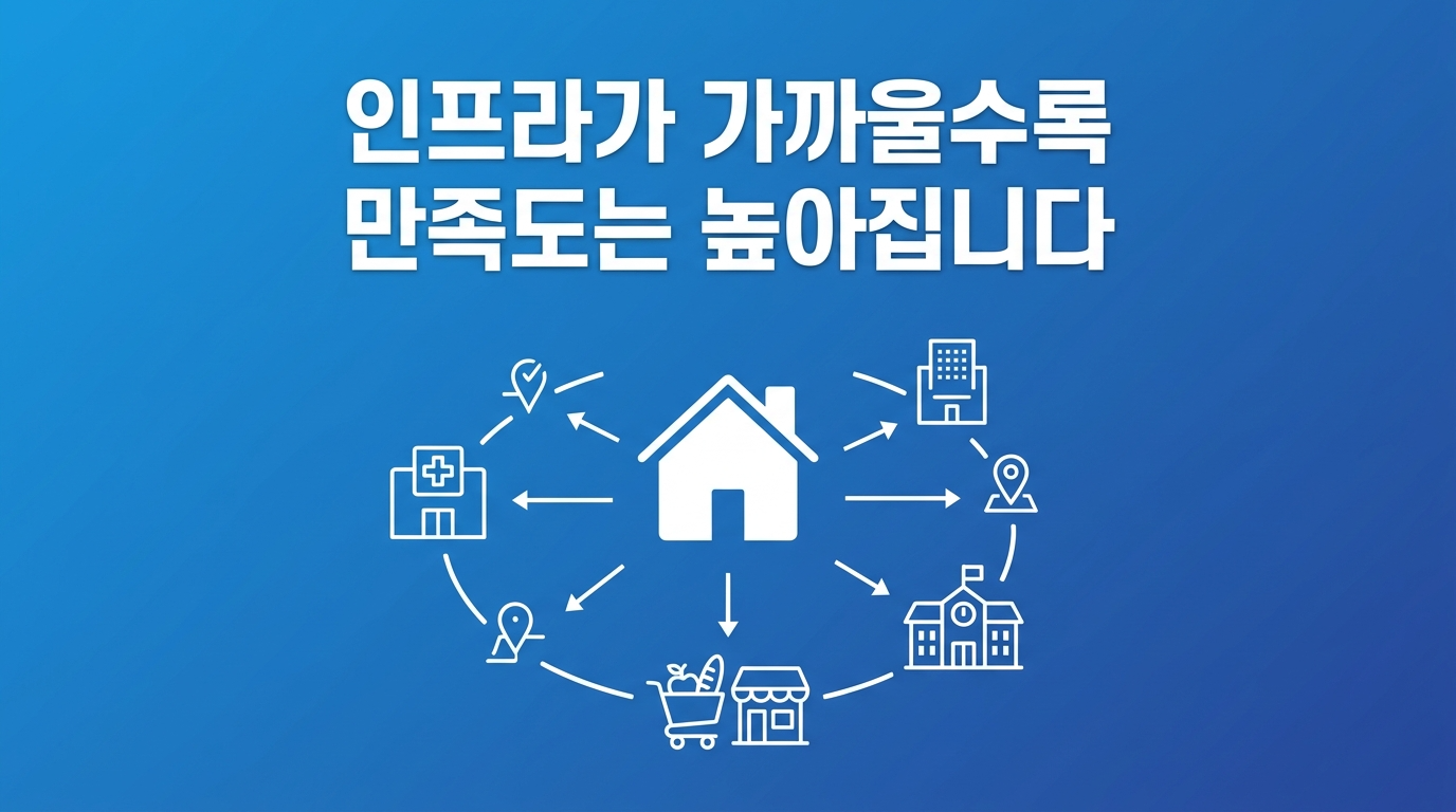 인프라시설이 가까운 거리에 있을수록 만족도 상승