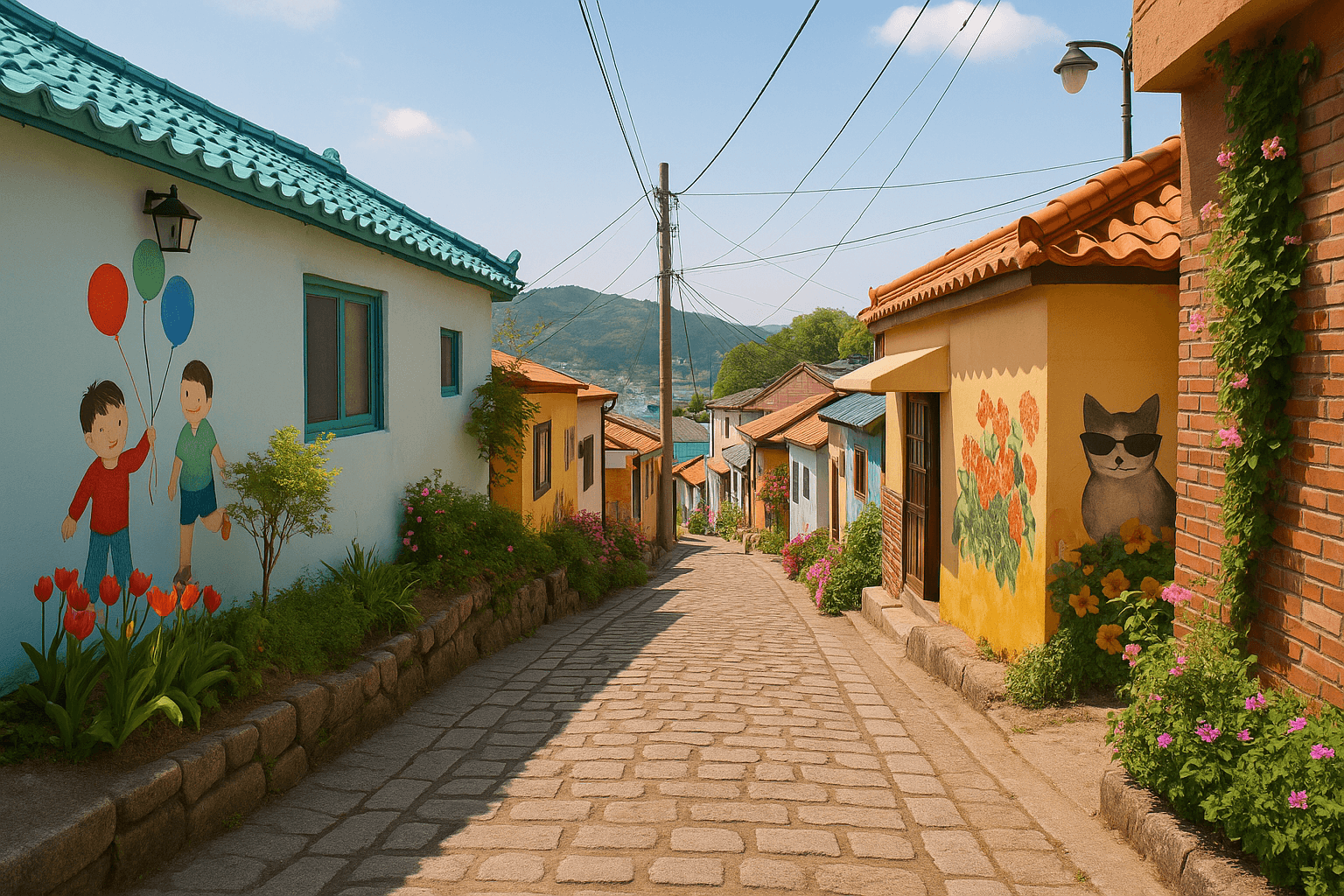 통영 동피랑 마을 풍경 이미지