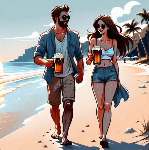 해변을 걷고 있는 남녀