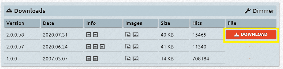 dimmer 밝기조절 프로그램 다운로드 사이트