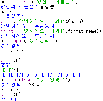 [그림 3] 사용자로부터 입력받기 : input()