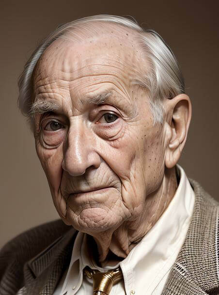 정면을 바라보고 있는 할아버지