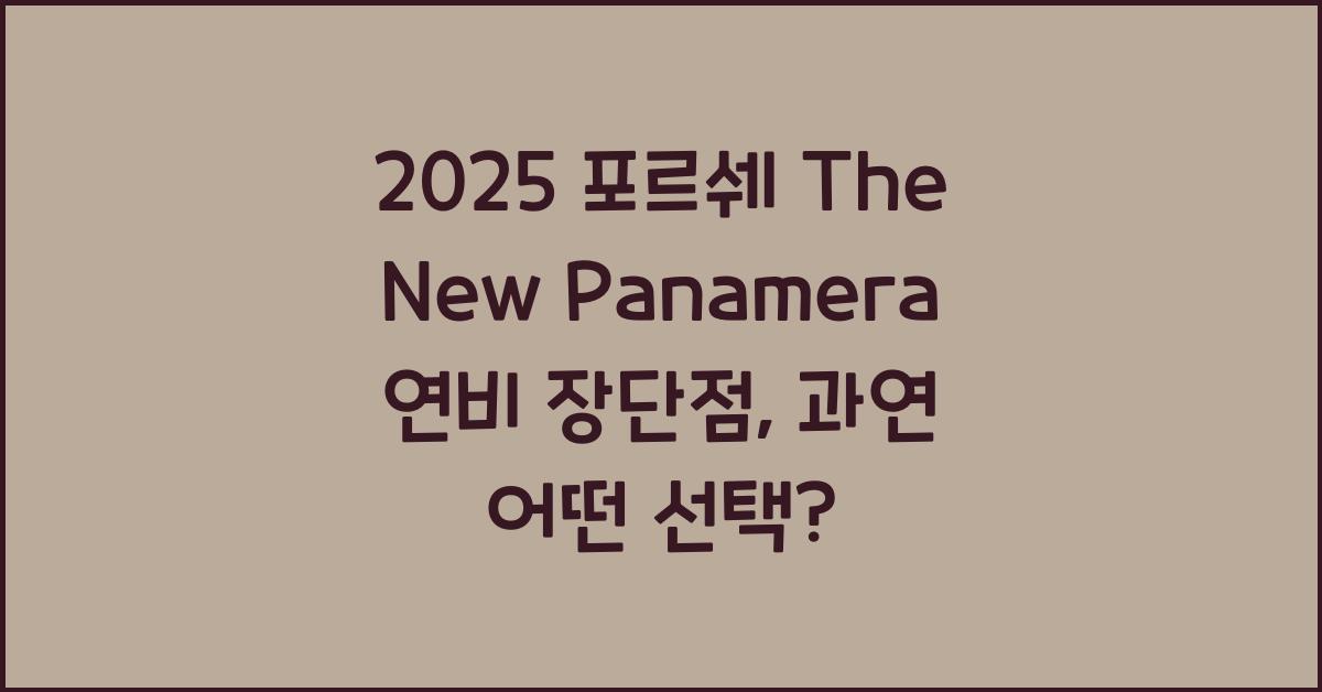 2025 포르쉐 The New Panamera 연비 장단점