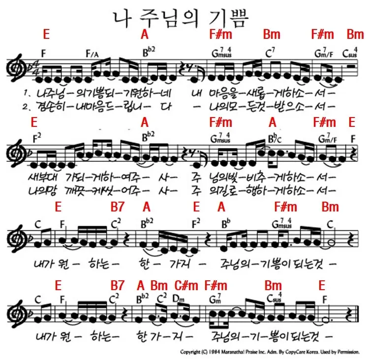 E코드 찬양 악보 예수 이름 승리 찬양곡 전체 구성_9