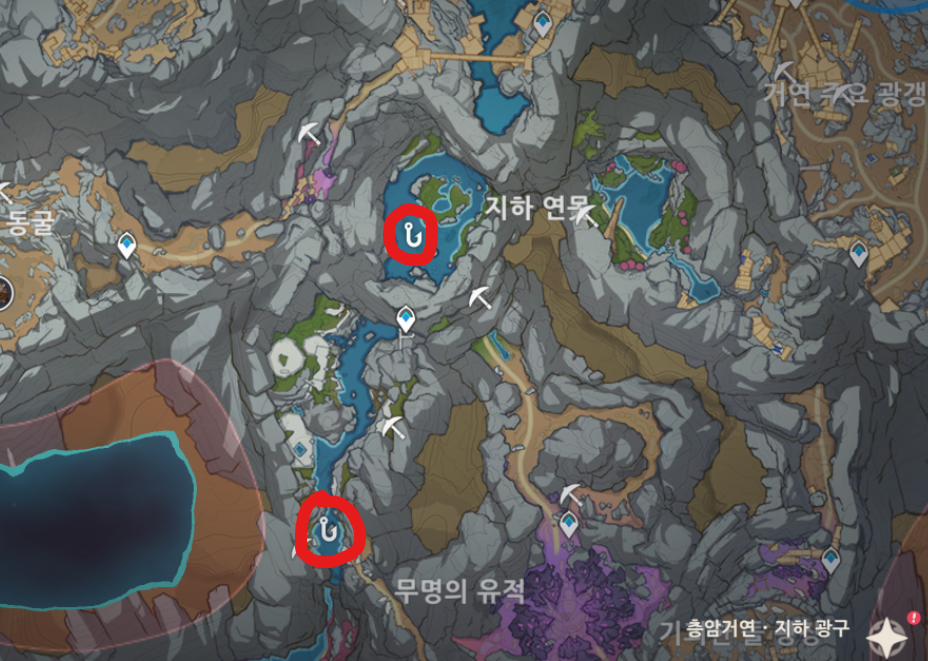 낚시 포인트 6 - 층암거연 지하 연못 인근