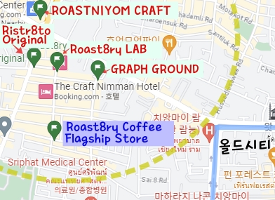 치앙마이 카페 투어 ③ : 님만해민의 핫한 카페들 (Ristr8to, Roast8ry Lab, GRAPH, ROASTINGYOM) _ 구글맵 지도