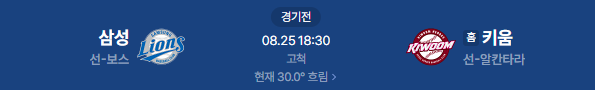 키움 히어로즈 삼성 라이온즈 프로야구 중계 일정 2026년 8월 25일