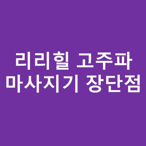 리리힐 고주파 마사지기 장단점