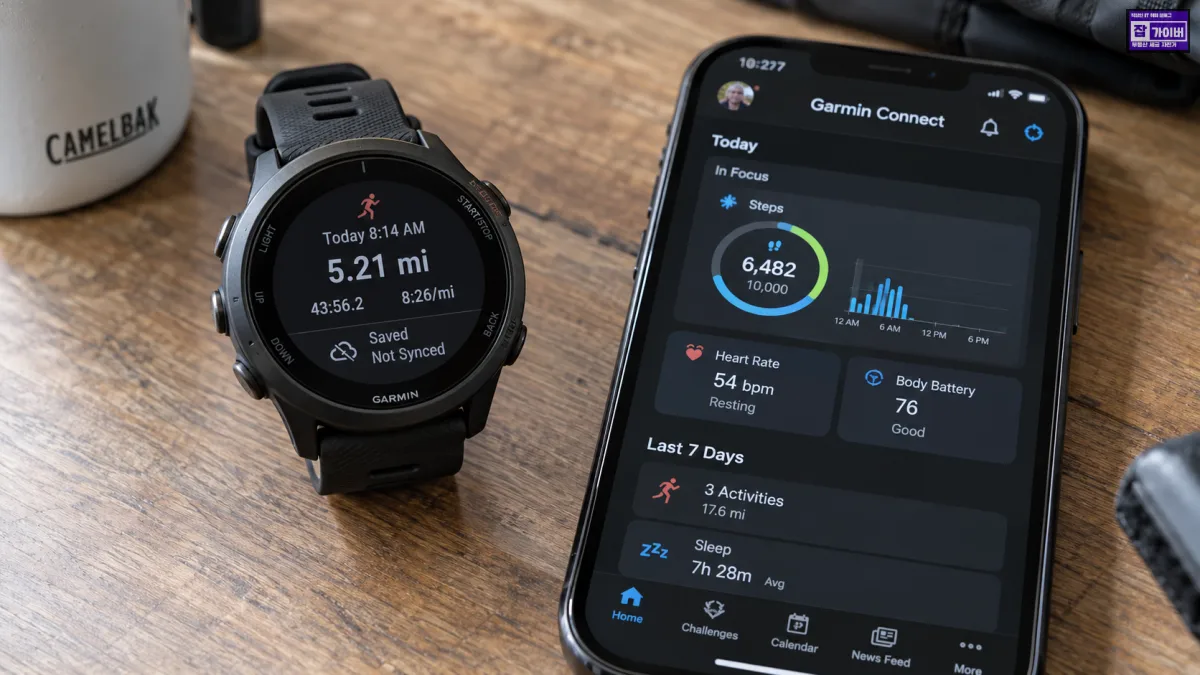 가민 워치에 저장된 러닝 활동과 Garmin Connect 동기화 상태 확인