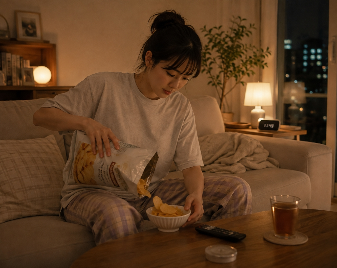 늦은 밤 자꾸 먹고 싶은 음식이 떠오를 때, 야식 덜어먹기