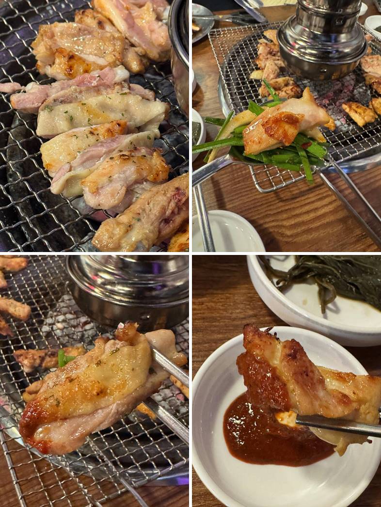 쌈싸먹고 소스에 찍어먹는 숯불 닭갈비